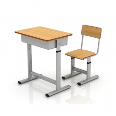 Adjustable Wood School Desk and Chair