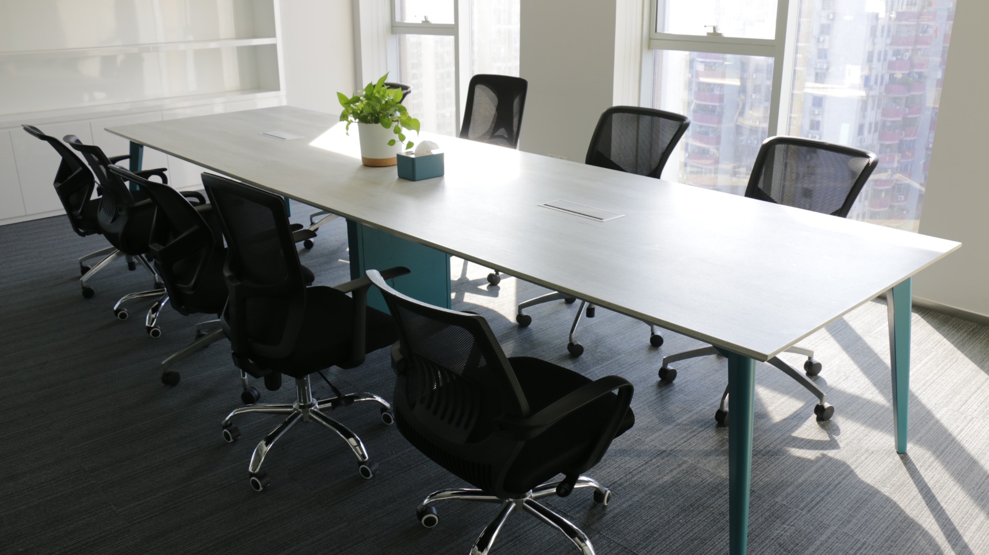 conference room table and chair
