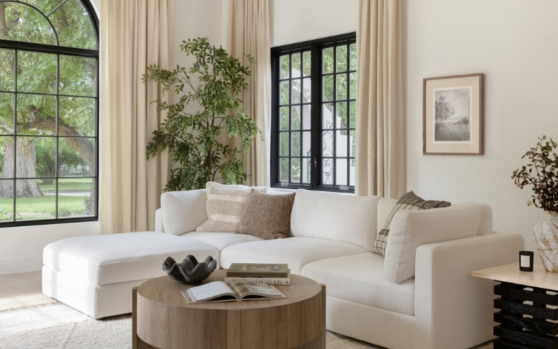 Comfortable deep seat sectional with chaise