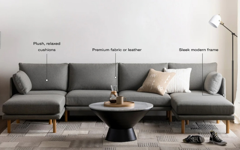 Affordable modular sectional sofa by Burrow