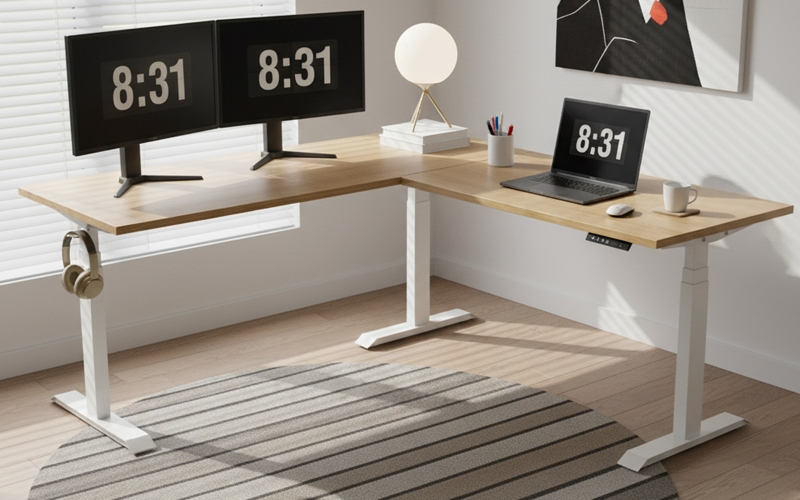 L-Shaped Adjustable Standing Desk
